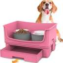 Mess Proof Dog Bowls, No Mess Dog Food and Water Bowl Set, No Spill Pet Feeder with 2 Stainless Steel Bowls for Medium Dogs