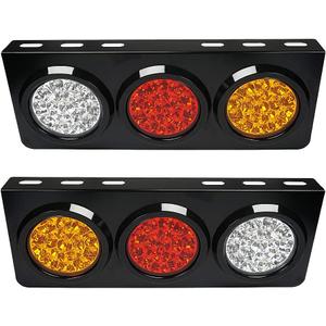 auovo LED Truck/Trailer Tail Lights with Iron Bracket Base - Waterproof DC12-24V 48-LED Tail Light Bar for Turn/Signal/Running Lamps Fits any Truck/RV/Camper/Trailer etc(2 PCS) (Red/Amber/White)