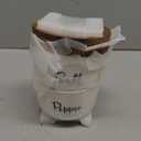 DAYYET Salt and Pepper Bowls, 10 oz Salt Cellar with Lid, Stacked Ceramic Salt Pepper Container with Acacia Wood Lid, Salt Box for Countertop, Modern Kitchen Decor, Set of 2, White