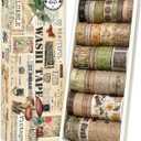 Vintage Washi Tape Set for Scrapbooking & Journaling - 32 Rolls Floral, Cute Decorative Tapes with Assorted Widths, Retro Aesthetic DIY Gift for Bible, Bullet, Junk Journal Supplies (Christmas Tape)
