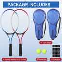 4 Pack Tennis Rackets Recreational 21 Inch Lightweight Tennis Racket Bulk with Balls Overgrips Carry Bag for Training Beginners, as shown