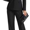 LookbookStore Pant Suits for Women Dressy 2 Piece Blazer and High Rise Straight Leg Pants Sets Business Casual Outfits L