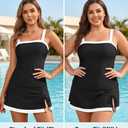 Women Tankini Swimsuits with Skirt - Two Piece Swimsuit Tummy Control Bathing Suits 2025 Swimwear (Black, L)