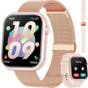 Smart Watch (Answer/ Make Calls), 2024 Newest 1.85 Inch Fitness Tracker, Heart Rate/ Sleep Monitor/ Pedometer/ Calories, Multiple Sports Modes, Waterproof Women's Men's Fitness Watch for Android iPhone