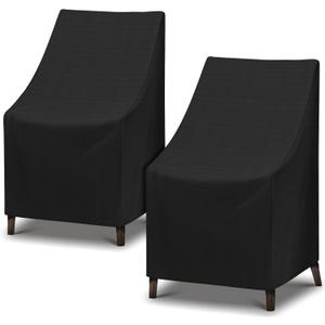 SunPatio Outdoor High Back Chair Covers, Waterproof Stackable Patio Chair Covers, All Weather Protection Patio Furniture Covers, 2 Pack -27" W x 30" D x 42" H, Black
