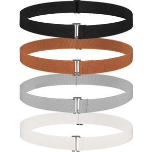 SATINIOR 2/3/4 Pack Women Elastic Stretch Belt Invisible Sweater Tuck Belts with Flat Buckle for Jeans Pants Dresses (Black White Grey Brown)