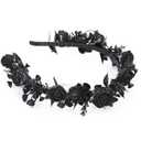 Black Floral Headpiece - Women's Elegant Lace Foam Rose Headband With Flowers for Hair Accessories, Wedding, Party, Birthday Gift, Photo Props