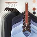 MORALVE Space Saving Hangers for Closet  4 Pack European Beechwood 6-Tier Shirt Organizer with 360 Swivel Hook  Collapsible Clothes Hanger for Closet Organization (Hangers Not Included) (Mahogany)