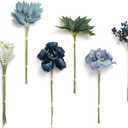 Ling's moment Artificial Greenery Stems Box Set, 59pcs with 8 Kinds of Faux Greenery Picks for DIY Bridal Bouquets Wedding Floral Arrangement Table Centerpieces, Dark Green & Navy