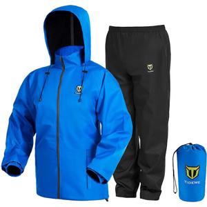 TIDEWE Rain Suit, Waterproof Breathable Lightweight 2 Pieces Rainwear (Small, Blue)