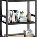 Book Shelf, 3 Tier Bookcase with Steel Frame, Stable Bookshelf Narrow Book Shelves Storage Organizer for Book CD Movie, Open Book Shelves for Living Room, Home Office, Study, Black