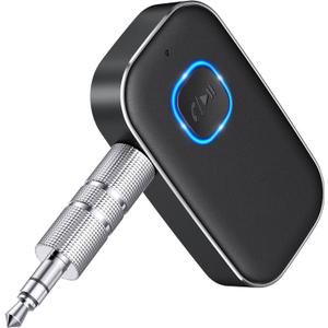 COMSOON Bluetooth AUX Adapter for Car, Noise Reduction Bluetooth Receiver for Music/Hands-Free Calls, Wireless Audio Receiver for Home Stereo/Speaker, 16H Battery Life/Dual Connect (All Black)