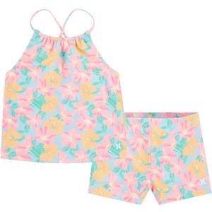 Hurley Girls' Boyshort Tankini 2-Piece Swimsuit (10, Blue Ice/Boyshort)
