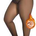 MANZI Women's Plus size Fleece Lined Faux Sheer Black Warm Tights Winter Thick Thermal Pantyhose Fake Translucent Stockings (X-Large-XX-Large)