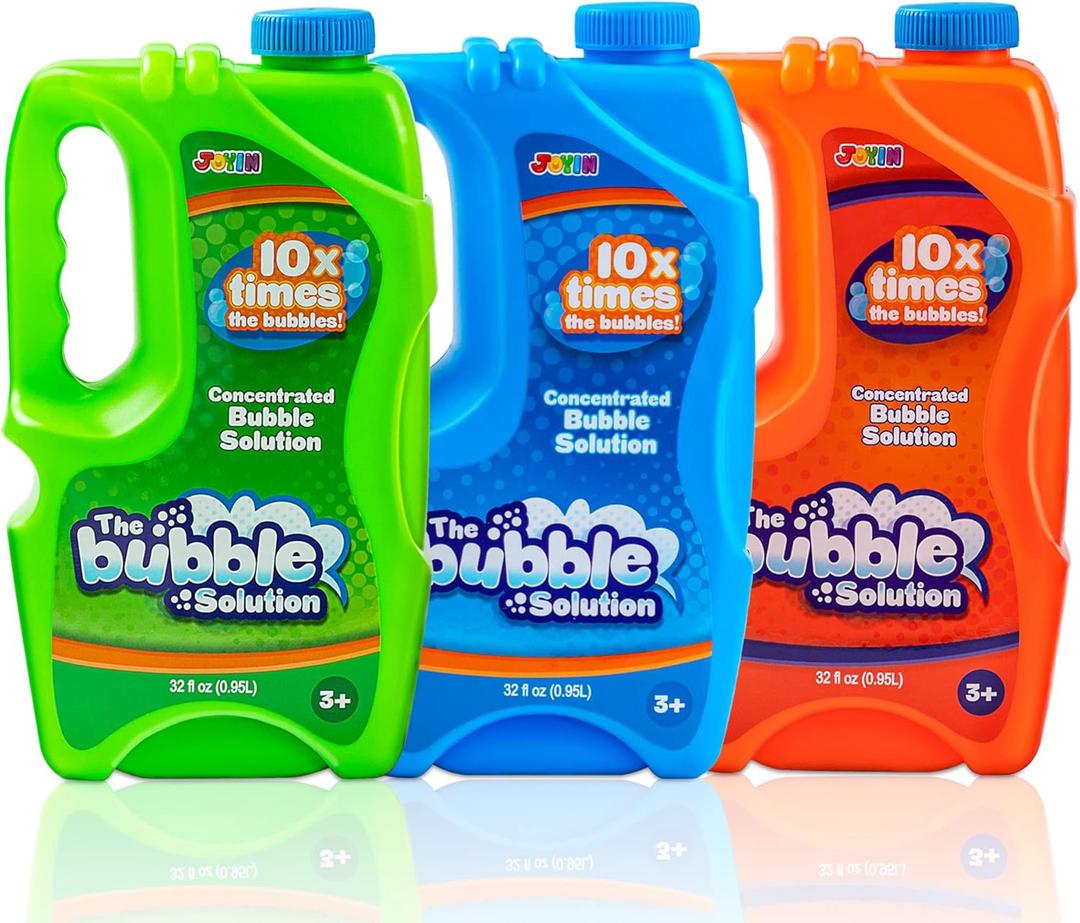 JOYIN 3 Packs 32 oz Bubble Concentrated Solution (up to 7.5 Gallon), Refill Solution for Bubble Machine, Wand, Blaster, Blower