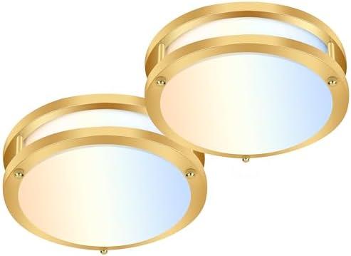 hykolity 13 inch Flush Mount LED Ceiling Light Fixture, 2700K/3000K/3500K/4000K/5000K Adjustable Ceiling Lights, Gold Saturn Dimmable Lighting for Hallway Bathroom or Kitchen ETL Listed