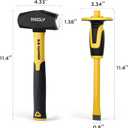INCLY 4 PCS Geology Rock Pick Equipment Kit, 3 Pound Sledge Rock Hammer with 12" Mason Concrete Chisel, Safety Glasses, Gloves, Tool Set for Hounding, Gold Mining & Prospecting, Brick Stone Breaking