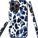 Case Compatible with iPhone 14 Pro Max,Blue Leopard Print Phone case Design for Girl Women Boy Men,Dual-Layer Soft Silicone Scratch-Resistant Shockproof Phone Cover