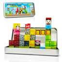 Mini Magnetic Blocks Tin,Road Trip Activities for Kids,Magnetic Tiles for Kids ages 4-8,35PCS Magnetic Building with Portable Iron Box, STEM airplane toys for toddlers 3-9,Boys Girls Travel Essentials