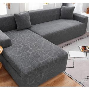 High Stretch Sofa Covers Couch Covers L Shape Sofa Cover Solid Color Sofa Slipcovers Fabric Machine Washable Furniture Protector for Living Room -Light Grey-1 Seater(80-10cm)