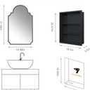 Black Decorative Medicine Cabinet Mirror, 20"x32" Recessed or Surface Mount Metal Irregular Medicine Cabinet for Bathroom, Elegant Curved Aesthetics Mirror with Storage, 2 Stable & Removable Shelves, Mirror 20"x32" Black-NO LED - Left Open