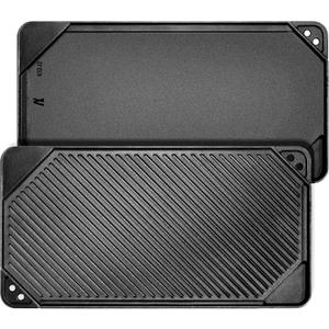 GGC Cast Iron Reversible Griddle, Double-sided Griddle pan for Indoor and Outdoor Cooking, 20 x 10.5 Baking Flat and Ribbed Griddle Plate for Stove Tops, Gas Grills and Camping