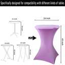 Fhberni 2 Pack 24x43 Inch Lavender Cocktail Tablecloth Spandex Round Fitted Table Cover for Wedding Banquet Event Party