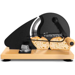Upgrade Manual Bread Slicer for Homemade Sourdough Bread, Classic Hand Crank Home Bread Slicer With Scale Line and Steel Fence, Sharp Blade, Adjustable Width for Homemade & Commercial Use (Large, Obsidian Black)
