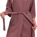 Ekouaer Robes for Women Waffle Knit Bathrobe Soft Lightweight Knee Length Loungewear S-XXL (Medium, Gray Purple)