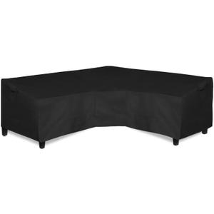 Easy-Going Heavy Duty 600D Patio 100"x100" V-Shaped Sectional Sofa Cover, Waterproof Outdoor Sectional Couch Cover,Lawn Patio Furniture Cover with Air Vent, Black