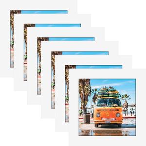 4x4 White Picture Frames Square Classic Natural Wood 6 Pack for Wall Mounting and Tabletop Display