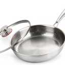 Titanium Frying Pan With Lid, 10/12 Inch Pure Titanium Cookware Skillet, Coating-Free Does Not Contain PFAS/PFOA Frying Pan, Induction Compatible, Scratch Resistant Everyday Pan (10.23in)