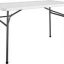 COSCO 4 ft. Straight Folding Utility Table, White, Indoor & Outdoor, Portable Desk, Camping, Tailgating, & Crafting Table | Indoor & Outdoor, Portable, Desk, Camping, Tailgating, Crafting Table