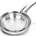 MICHELANGELO Stainless Steel Frying Pan Set, 8" 10" Cooking Pan set with Triply Base, Stainless Steel Skillet with Ergonomic Handle, Induction Compatible