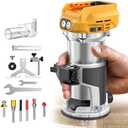 Cordless Compact Router for DeWalt 20V Battery (Bare Tool), 6 Variable Speeds for Woodworking, 800W 30,000 RPM Fixed Base Wood Router With Trim Bits, Edge & Roller Guide, Dust Hood