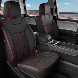 RIDEPOSH Custom Leather Seat Covers for Silverado/ Sierra 1500 2014-2018, 2500HD 3500HD 2015-2019 Crew Cab Full Set with Jump Seat Cover, Truck Accessories