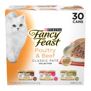 Purina Fancy Feast Classic Pate Wet Cat Food, 3 oz Cans, 30-Pack Exp. 04/2028