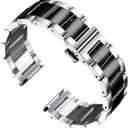 BINLUN Thick Stainless Steel Watch Band Metal Heavy Polished Matte Brushed Finish Watch Strap Replacement for Men Women 16mm/18mm/20mm/21mm/22mm/23mm/24mm/26mm(Polished Silver and Black,26mm)