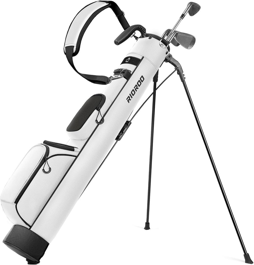 Golf Stand Bag, Lightweight Par 3 Golf Bag Holds Up to 7 Clubs with Two Way Dividers Cooler Pocket Shoulder Strap and Multiple Storage Pockets for Men and Women