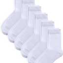 COTTON DAY Unisex Little Kids Youth Boys Girls Soft Cotton Crew Dress Socks Seamless Toe Black White Gray Navy 6 Pack (Large)