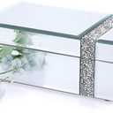 ELLDOO Glass Mirrored Jewelry Box with Crushed Diamonds Strip Decor, Luxury Trinket Box Organizer Decorative box Treasure Chest Keepsake Box for Women Girls Gift