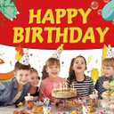 5.9x3.6ft Cartoon Birthday Backdrop Red and White Photography Backdrops for Kids Party Supplies Happy Birthday Party Decorations