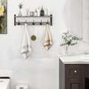 Homode Wall Hooks With Shelf, 24 Inch Coat Rack Wall Mount for Entryway, Clothes, Backpack, Key, Purse - Floating Shelf Hanging in Bathroom, Bedroom, Hallway, Rustic Grey