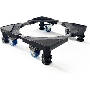 Adjustable Mini Fridge Stand with 4 Heavy-Duty Legs & 4 Locking Swivel Wheels - 16-27 Inch Universal Base for Refrigerators, Washing Machines & Dryers