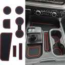 TOPINSTALL 7PCS Console Liners Compatible with 2023-2026 Chevy Silverado/GMC Sierra 1500 & 2022 Refreshed 1500 Models, Premium Rubber Non-Slip Cup Holder Mats, Red-Full Console w/Bucket Seats ONLY