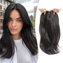 Long Wavy 18inch Hair Topper Big Base Cover Thinning and Gray Hairs Clip in Hair Toppers for Women Fiber Wiglets with Fringe Daily Wear Soft Brown