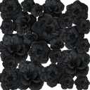 Giant Paper Flowers Artificial Large Paper Flower Decoration for Handcrafted Wall Backdrop Christmas Mexican Wedding Graduation Bridal Shower Birth Party Supplies(Black,24 Pcs)