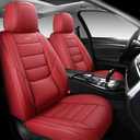 NS YOLO Full Coverage Car Seat Covers Front Pair Universal Fit for Cars SUVs Pick-up Trucks with Waterproof Leatherette in Automotive Vehicle Interior Accessories (Wine Red)