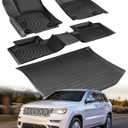 Floor Mats for Jeep Grand Cherokee: 2011-2021 (Not for L) Cargo Trunk Liner, Car Accessories All Weather Rubber Custom Fit for Grand Cherokee 2021 2020 2019 2018 2017 2016-2011 SUV 5-Seat Models Black