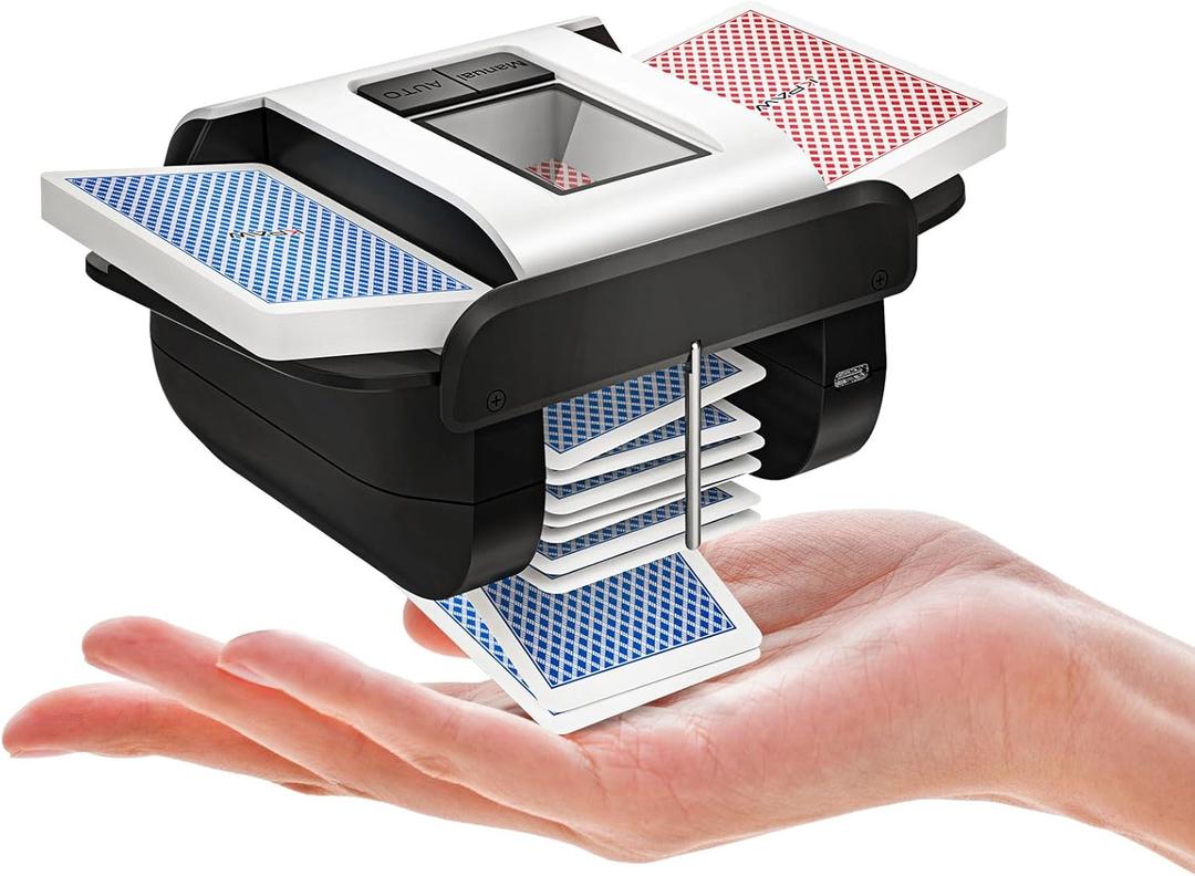 Automatic Card Shuffler Machine - 1-2 Decks Low Noise Shuffler, Rechargeable & Portable, One Press Shuffling, Automatic Card Shuffler for Texas Hold'em, Skip-Bo, Poker, UNO, Phase 10